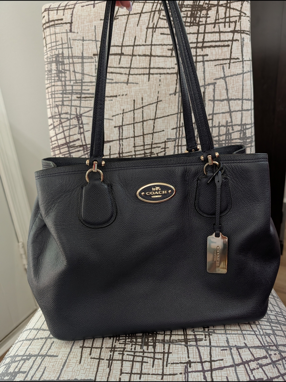 Coach Leather Tote Bag with Gold Hardware